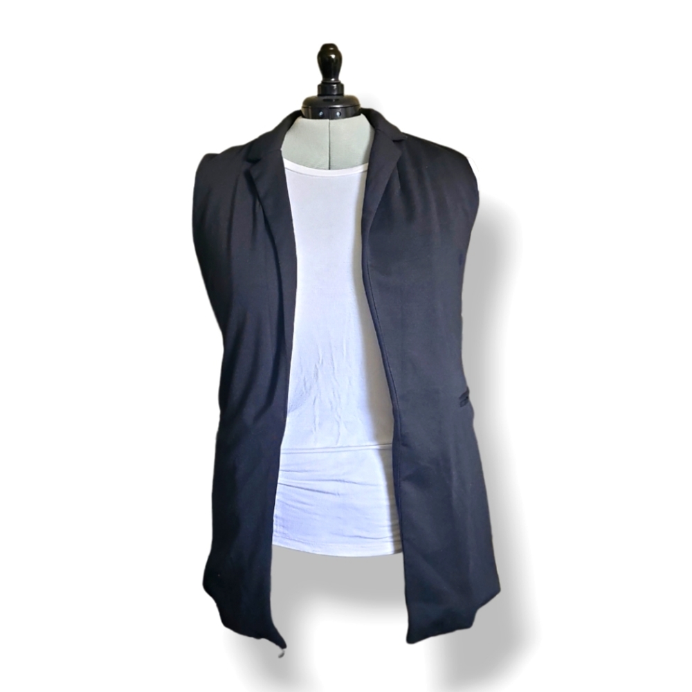 XL Black Sleeveless Blazer Vest